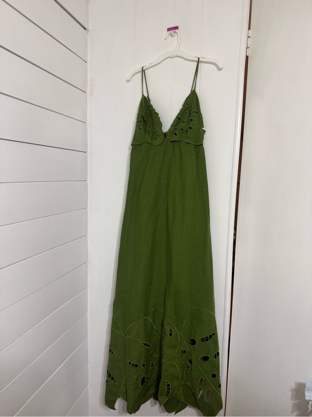 FARM Rio Green Spaghetti-Strap Midi Dress with Leaf Cutouts - Picture 4 of 6